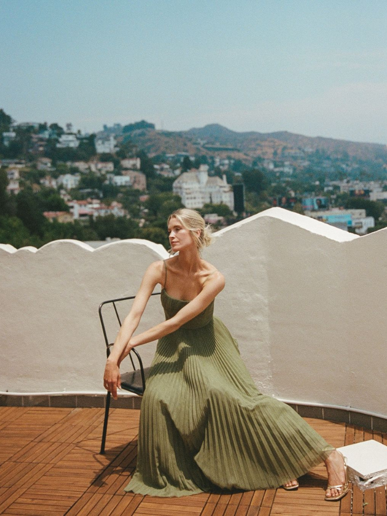 Maison valmont™ | robe émeraude plissée