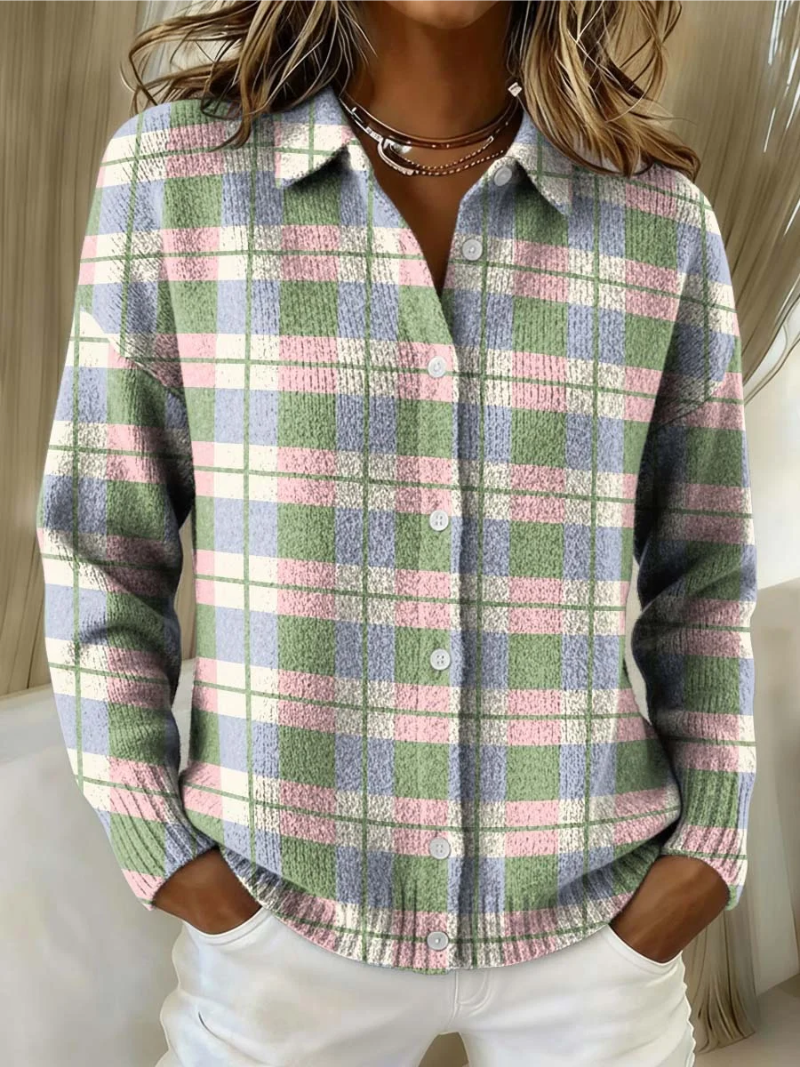 Maison Valmont™ | Cardigan Tricoté Pastel À Carreaux