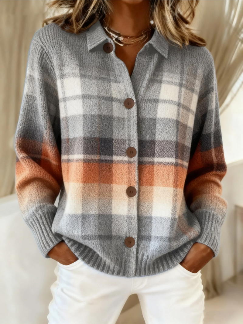 Maison Valmont™ | Cardigan Tricoté À Carreaux Tons Doux