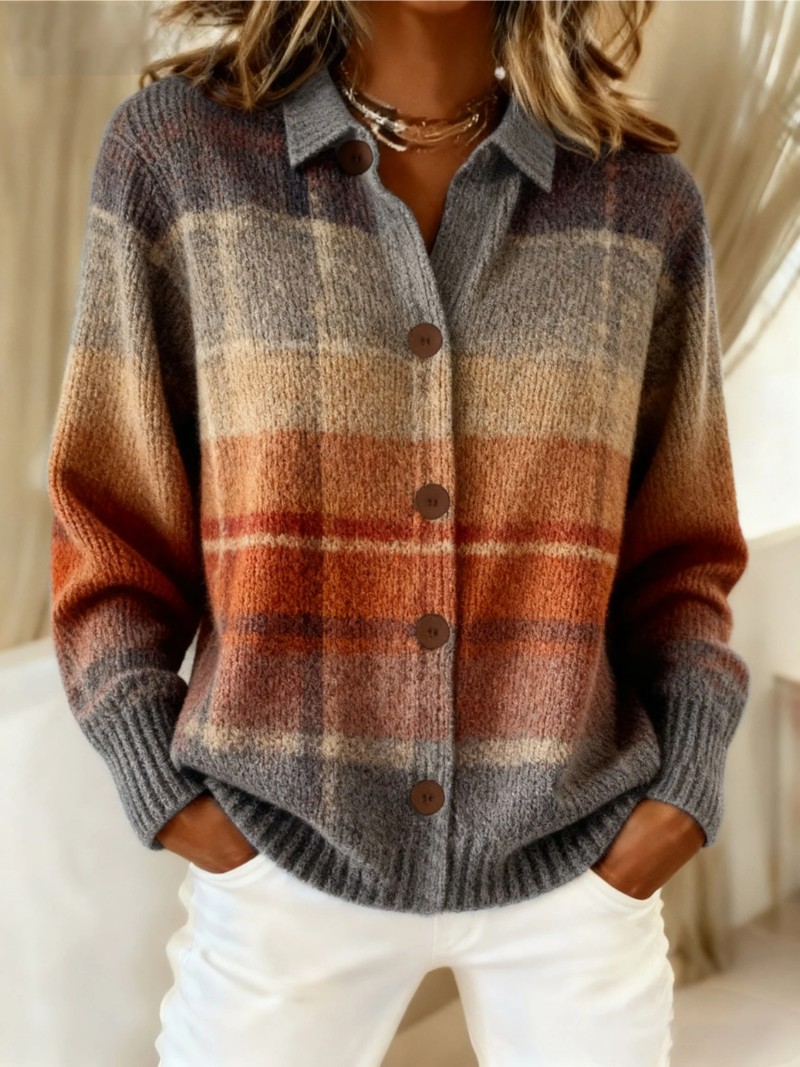 Maison Valmont™ | Cardigan À Carreaux Tons d’Automne