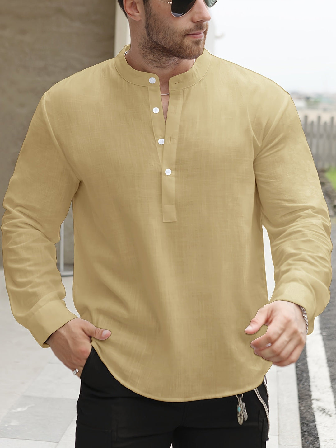 Chemise Structurée pour Homme – Chemise À Col Bateau