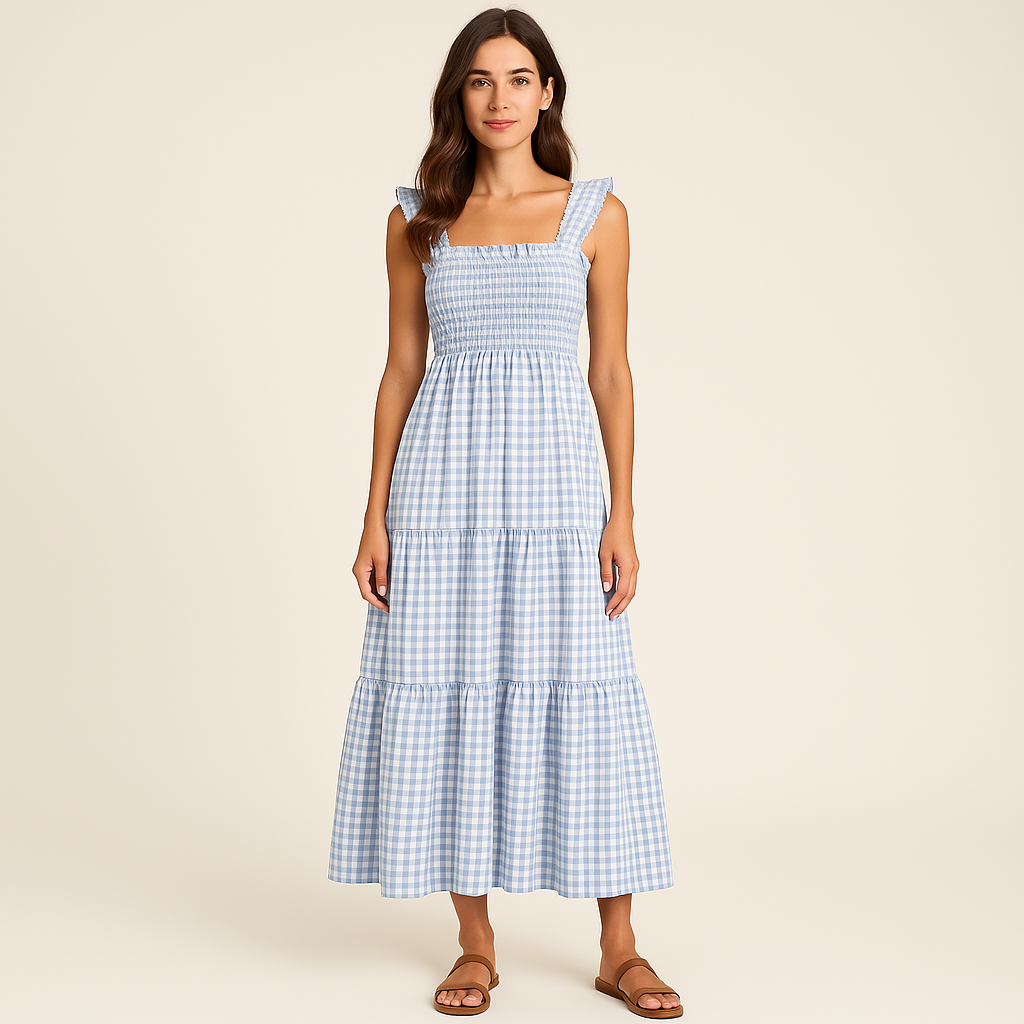 Maison valmont™ | robe maxi vichy élégante