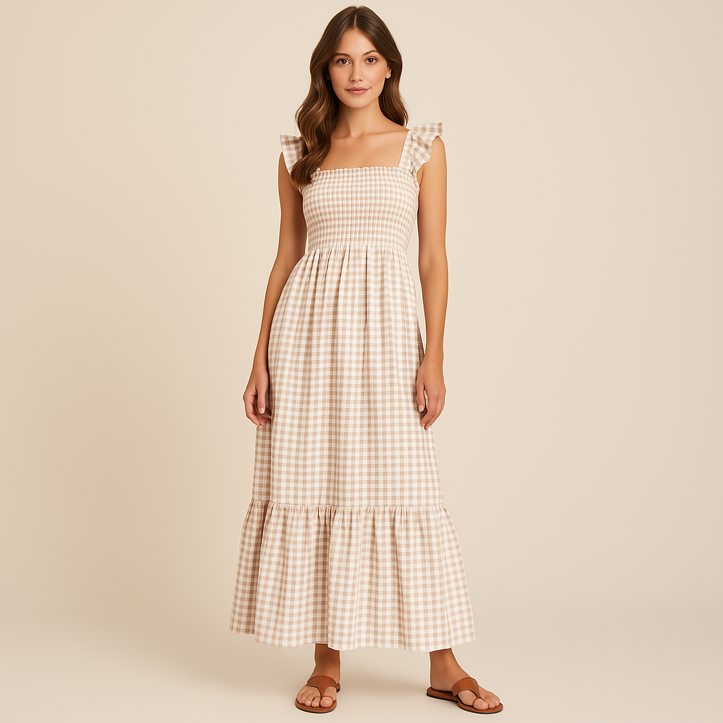 Maison valmont™ | robe maxi vichy élégante