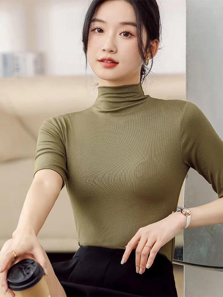 Pull Col Roule pour Femme – Manches Courtes