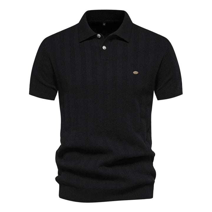 Polo pour Homme – Rayé En Maille Col Boutonné Moderne