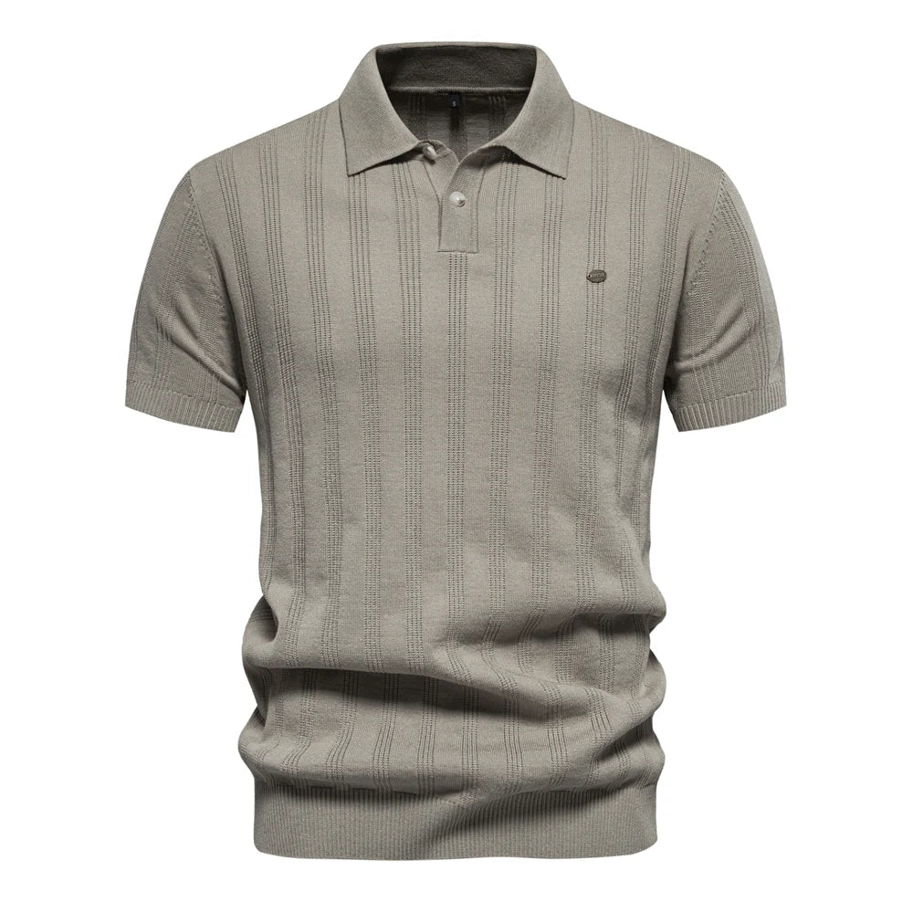 Polo pour Homme – Rayé En Maille Col Boutonné Moderne