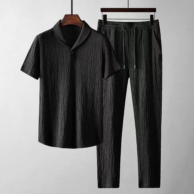 Chemise Structurée pour Homme – D Été Chemise Pantalon Coordonnés