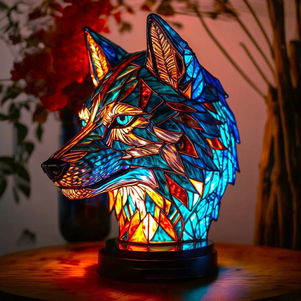 Fifou – Lampe loup magique en verre coloré