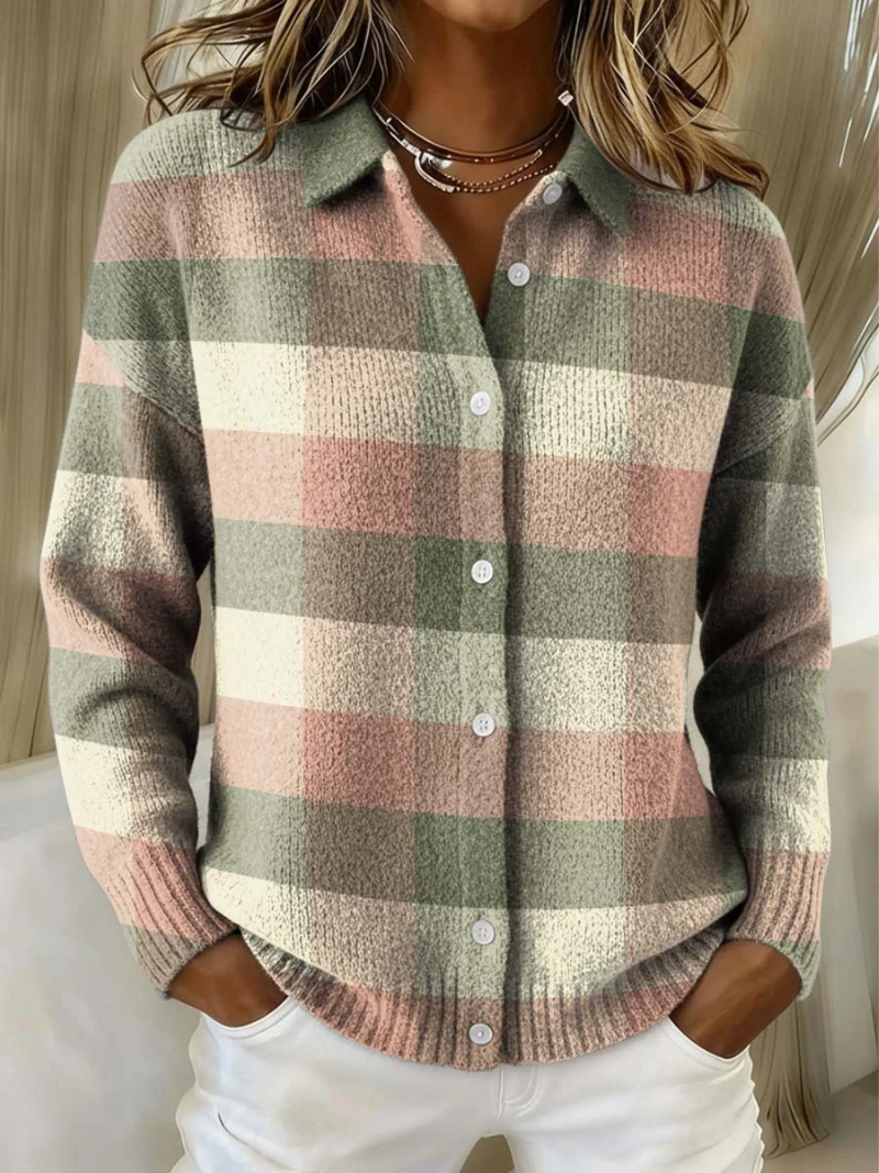 Maison Valmont™ | Cardigan Tricoté À Carreaux Doux