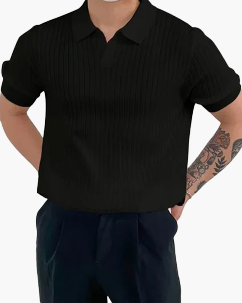 Polo pour Homme – Maille Côtelée Col En V Tendance