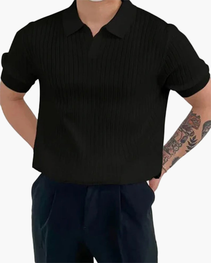 Polo pour Homme – Maille Côtelée Col En V Tendance