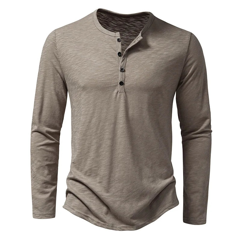 Chemise pour Homme – Chemise Henley À Manches Longues