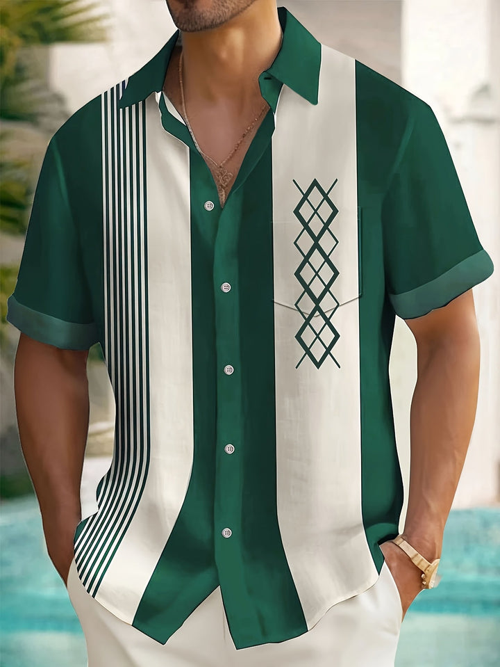 Chemise Structurée pour Homme – Chemise Vintage À Motifs Géométriques