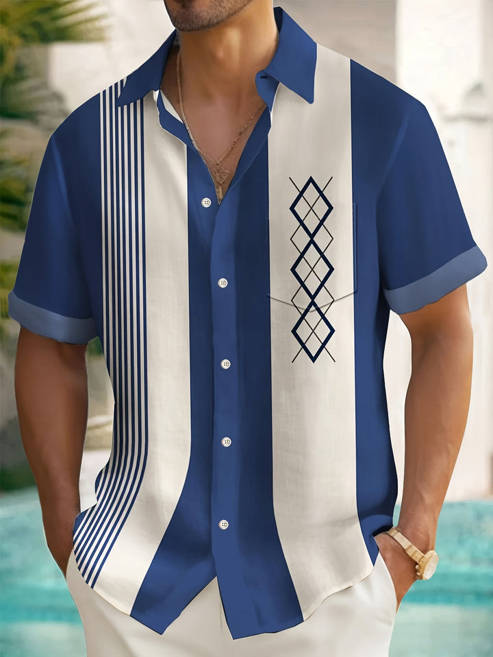 Chemise Structurée pour Homme – Chemise Vintage À Motifs Géométriques