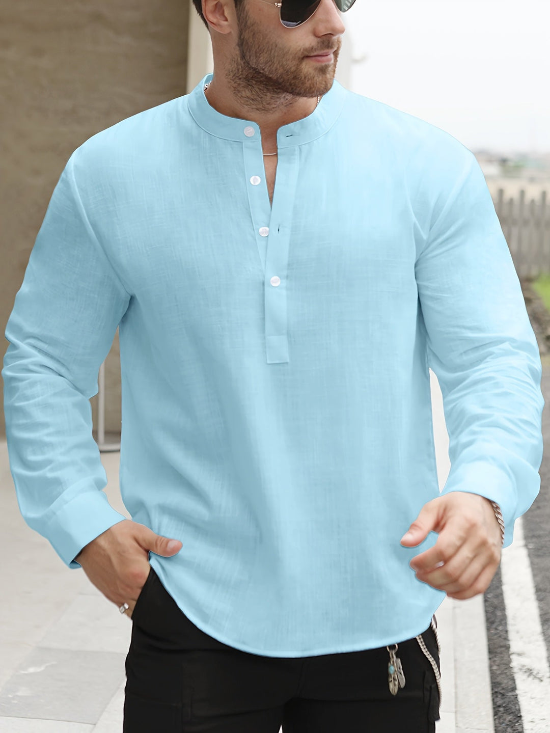 Chemise Structurée pour Homme – Chemise À Col Bateau