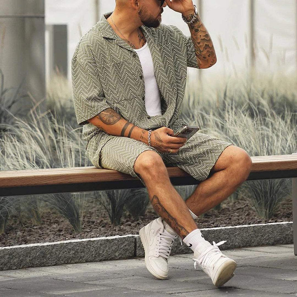 Ensemble Chemise et Short pour Homme - Tenue Coordonnee Decontractee