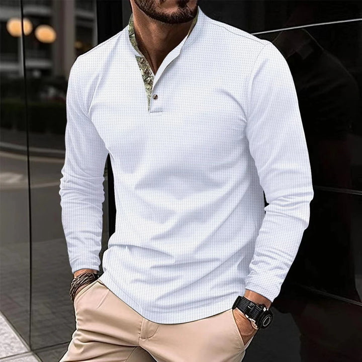 Polo pour Homme – Manches Longues, Coloris Vert armée